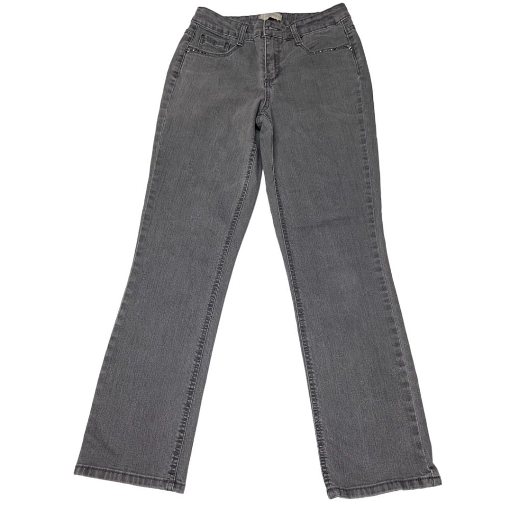 Laura Ashley Jeans Light Wash Black w Rhinestones Size 8P